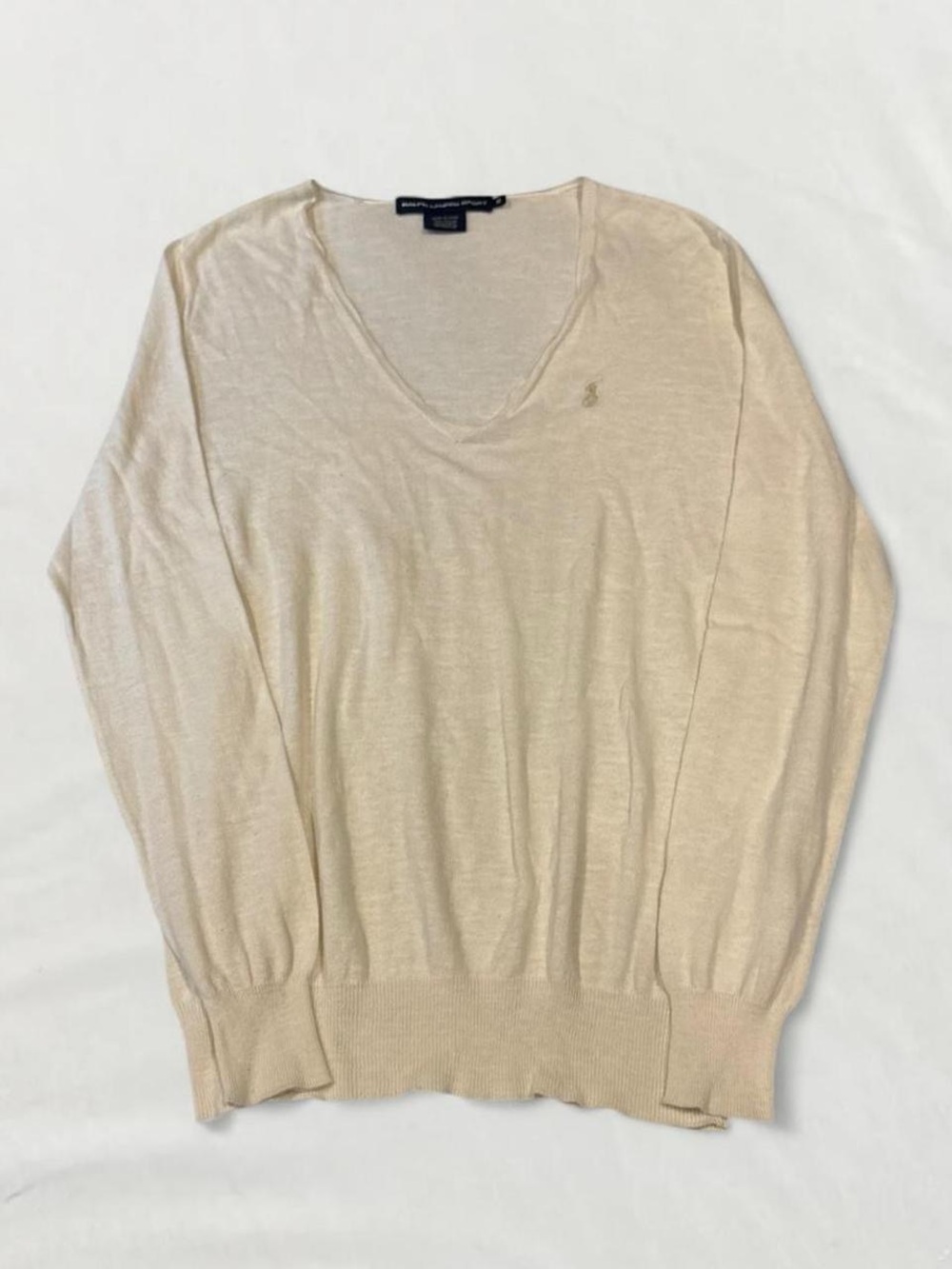 Vintage 90s Ralph Lauren Linen and Cotton Blend Cream Sweater Size M
